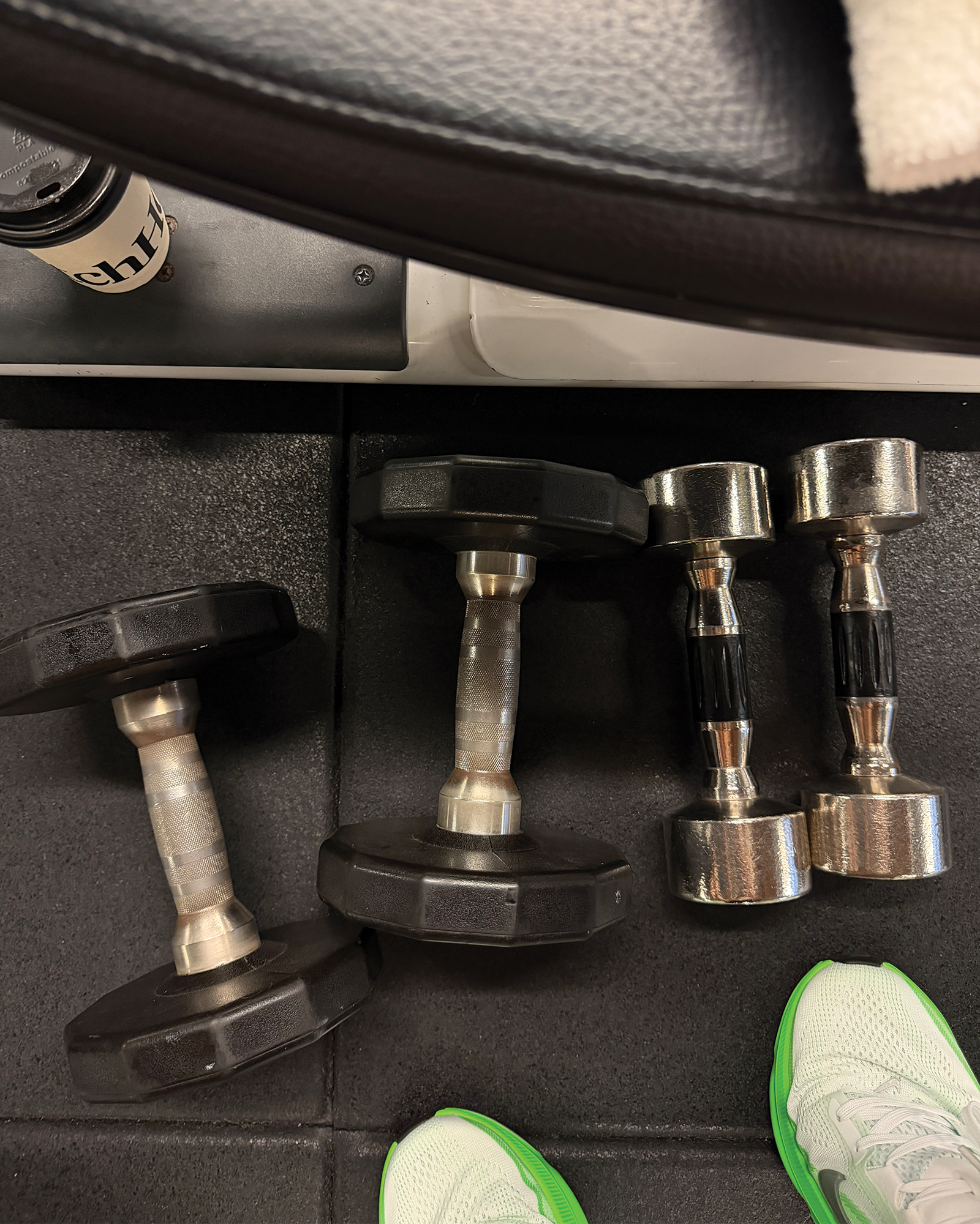 Eliza Huber lifting weights at Equinox during New York Fashion Week.