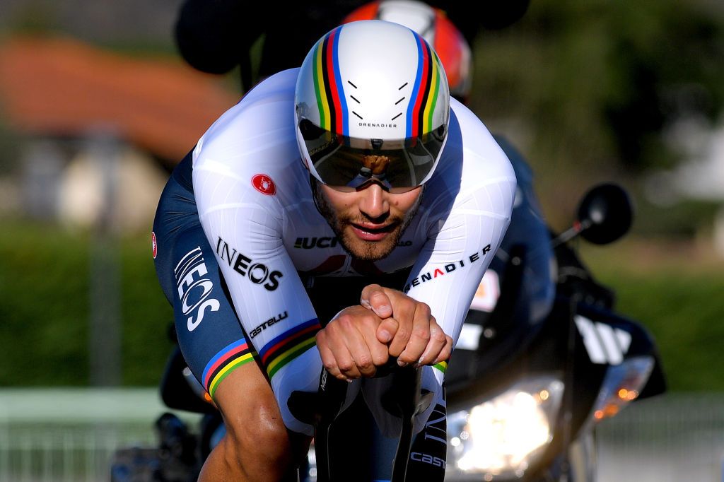 ALES FRANCE FEBRUARY 07 Filippo Ganna of Italy and Team INEOS Grenadiers during the 51st toile de Bessges Tour du Gard 2021 Stage 5 a 1071km Individual Time Trial from Ales to Ales 277m ITT EtoileBesseges EDB2020 on February 07 2021 in Ales France Photo by Luc ClaessenGetty Images