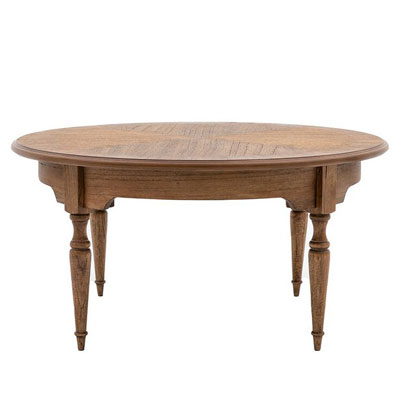 round wooden antique style coffee table from La Redoute