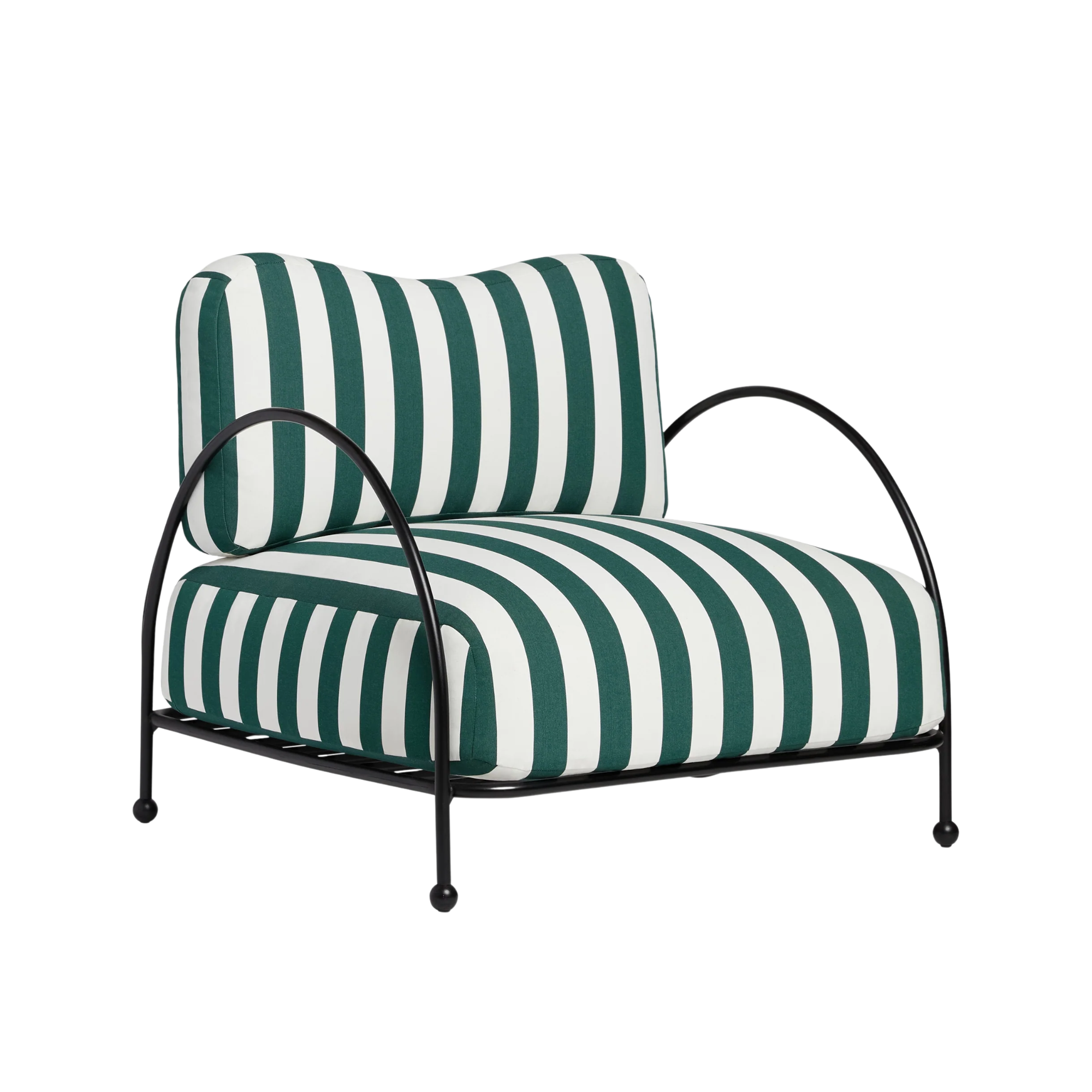 an outdoor striped accent chair