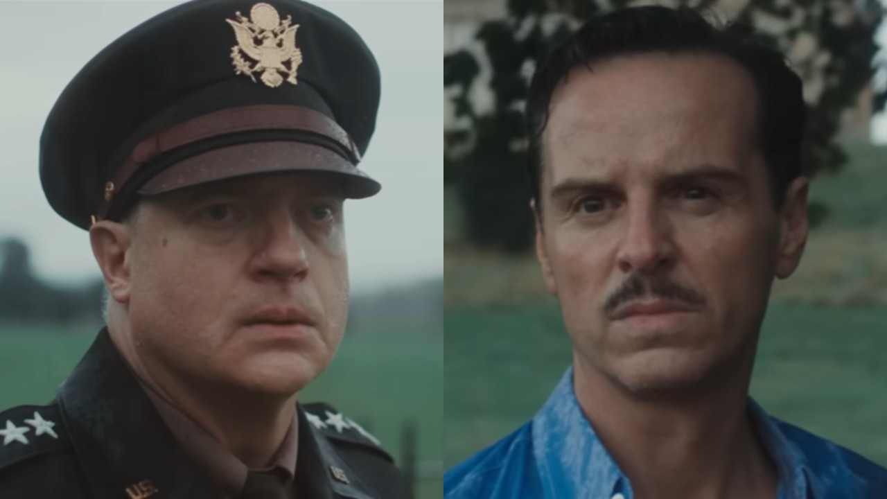 From left to right: Brendan Fraser as Dwight D. Eisenhower and Andrew Scott as James Stagg in Pressure. 