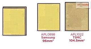 Two different model numbers for the Apple A9 SoC. [CREDIT: Chipworks]