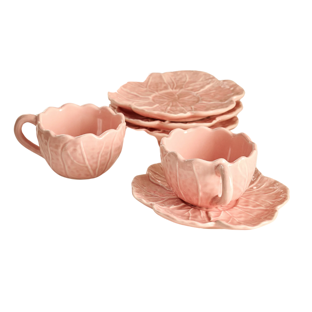 Cozy Cottage by Liz Marie Set of 4 Cabbage Teacups