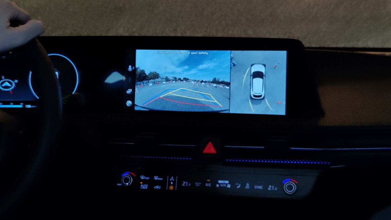 Close-up of the main display showing a live view from the cameras