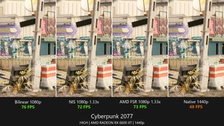 Loseless Scaling showing performance boosts in Cyberpunk 2077.