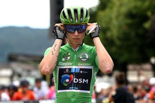 ROSHEIM FRANCE JULY 29 Lorena Wiebes of Netherlands and Team DSM Women Green Points Jersey prior to the 1st Tour de France Femmes 2022 Stage 6 a 1286km stage from SaintDidesVosges to Rosheim TDFF UCIWWT on July 29 2022 in Rosheim France Photo by Dario BelingheriGetty Images