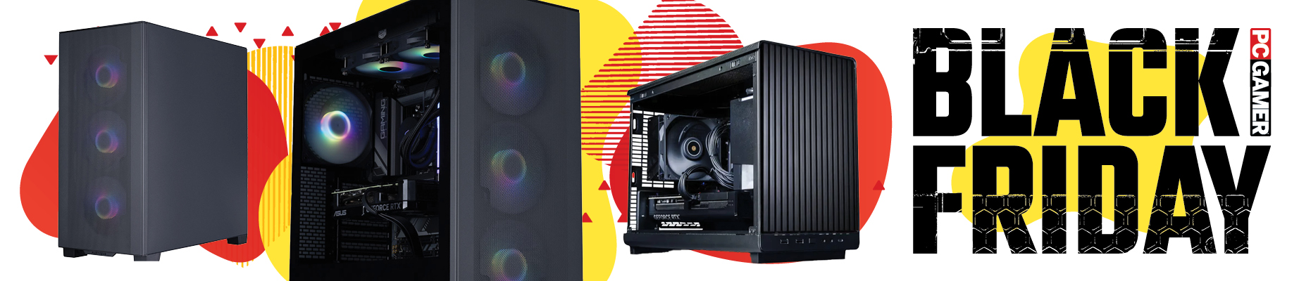 Black Friday banner image with a selection of PCs featured