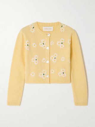 Embroidered Wool-Blend Cardigan