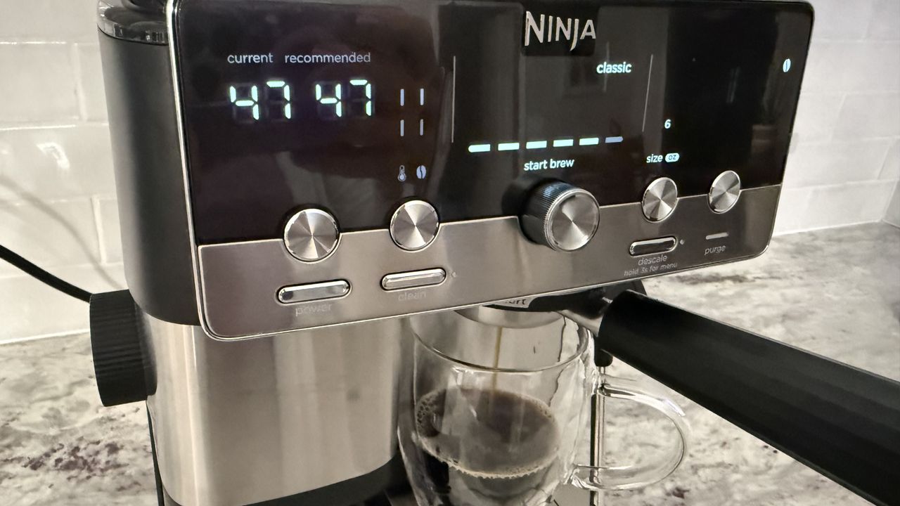 Ninja Luxe Caf&eacute; Mini Espresso Machine brewing classic drip coffee