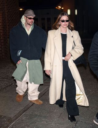 A photo of Hailey Bieber and Justin Bieber dressing up for date night at iPic movie theater in Manhattan.