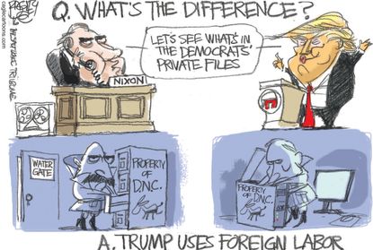Political cartoon U.S. Donald Trump Russian hacking DNC