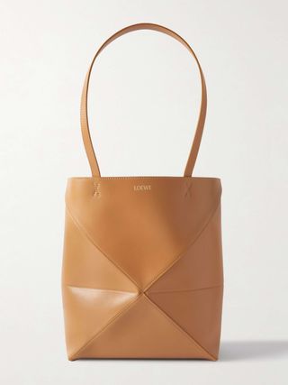 Puzzle Fold Convertible Medium Leather Tote