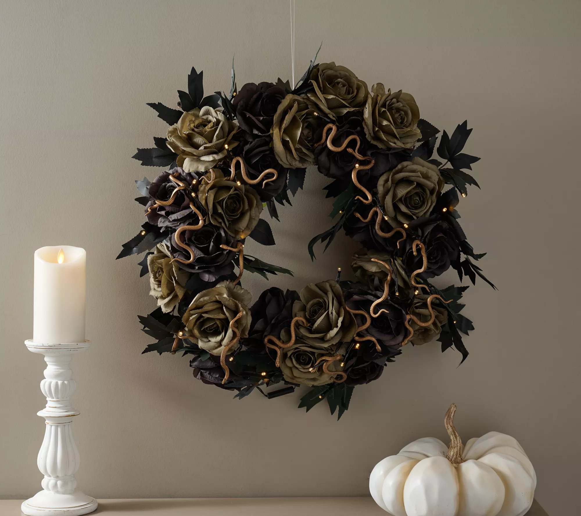 Martha Stewart 24&quot; Illuminated Rose &amp;amp; Snake Wreath