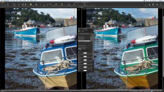 Using Nikon Capture NX-D Color Control points to change the hue of a boat