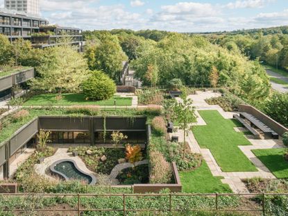Plant by Knight Stokoe, a brutalist garden revived in basingstoke featuring cascading planted terraces