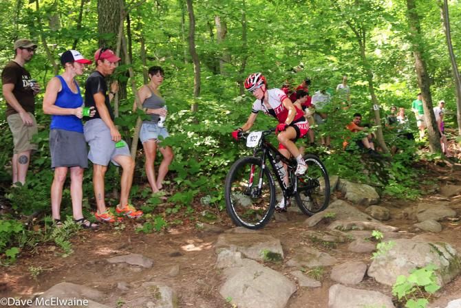 The woods were full of cheering spectators today as Lea Davison (Specialized) put on a show.