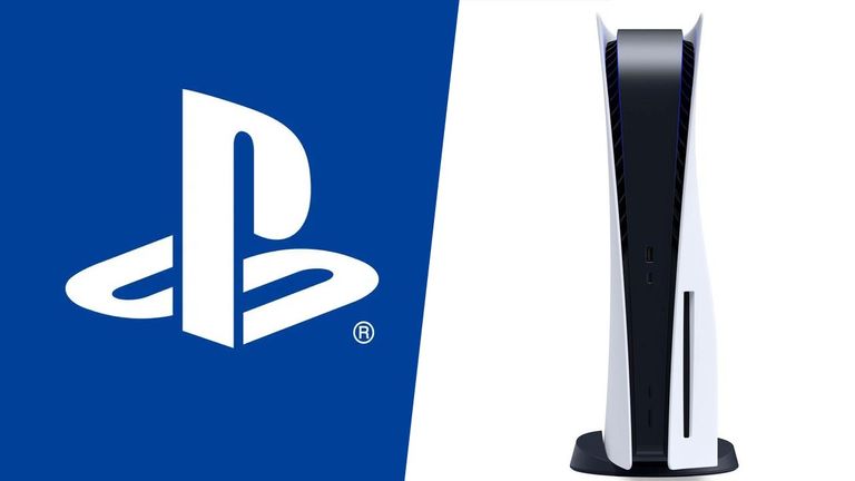 PS5 console and Sony logo