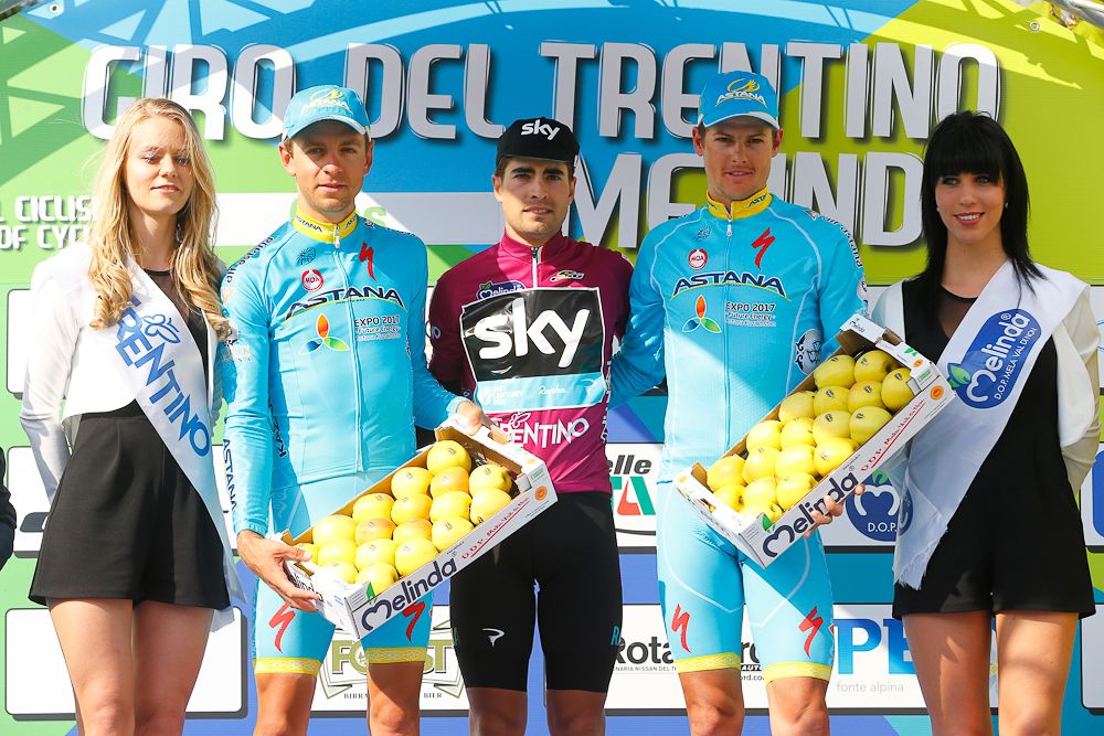 The final overall podium at Trentino: Landa, Kangert and Fuglsang