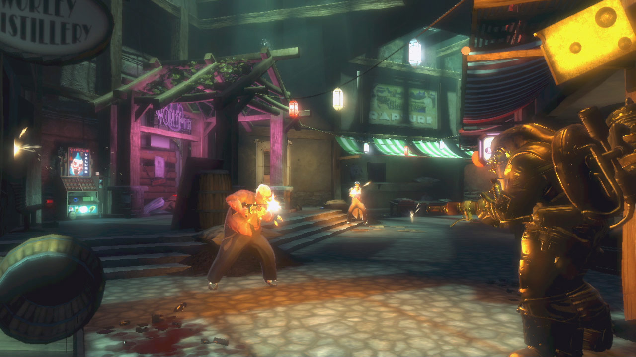 A screenshot of combat in Bioshock 2.