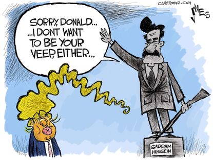 Political cartoon U.S. Trump Saddam Hussein
