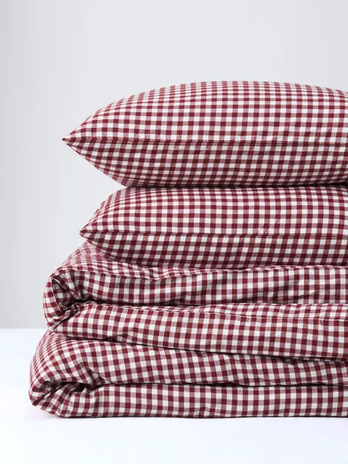 Brushed Gingham Pure Cotton Weave Duvet Cover Set