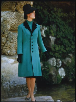 60s fashion - teal coat dress