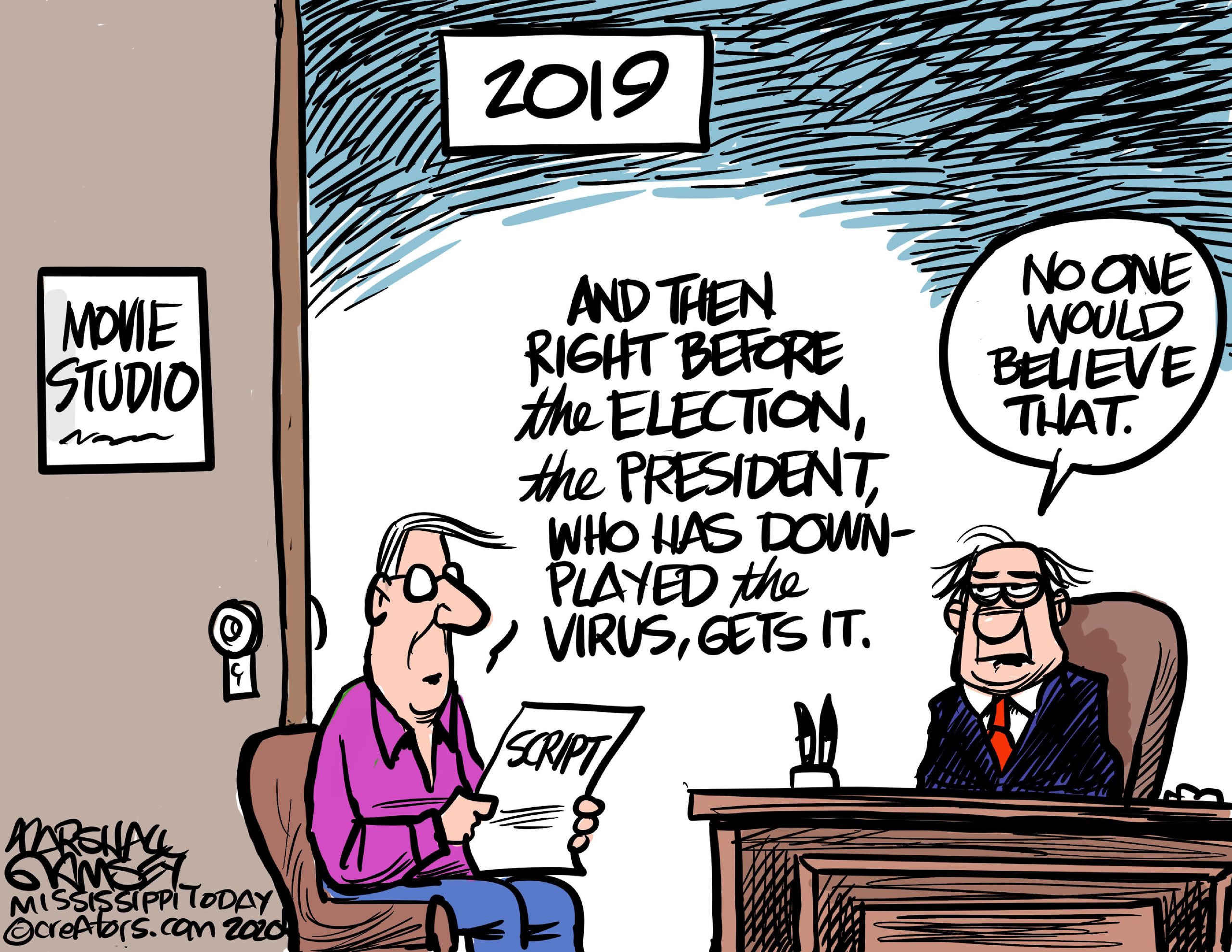 Editorial Cartoon U.S. Trump COVID movie script | The Week