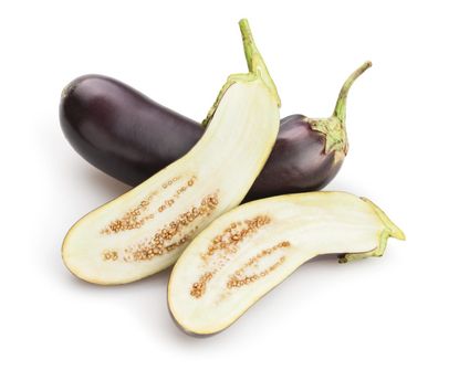 Whole Eggplant With Sliced In Half Eggplant