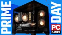 An Andromeda Insights gaming PC on a blue deals background
