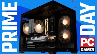 An Andromeda Insights gaming PC on a blue deals background