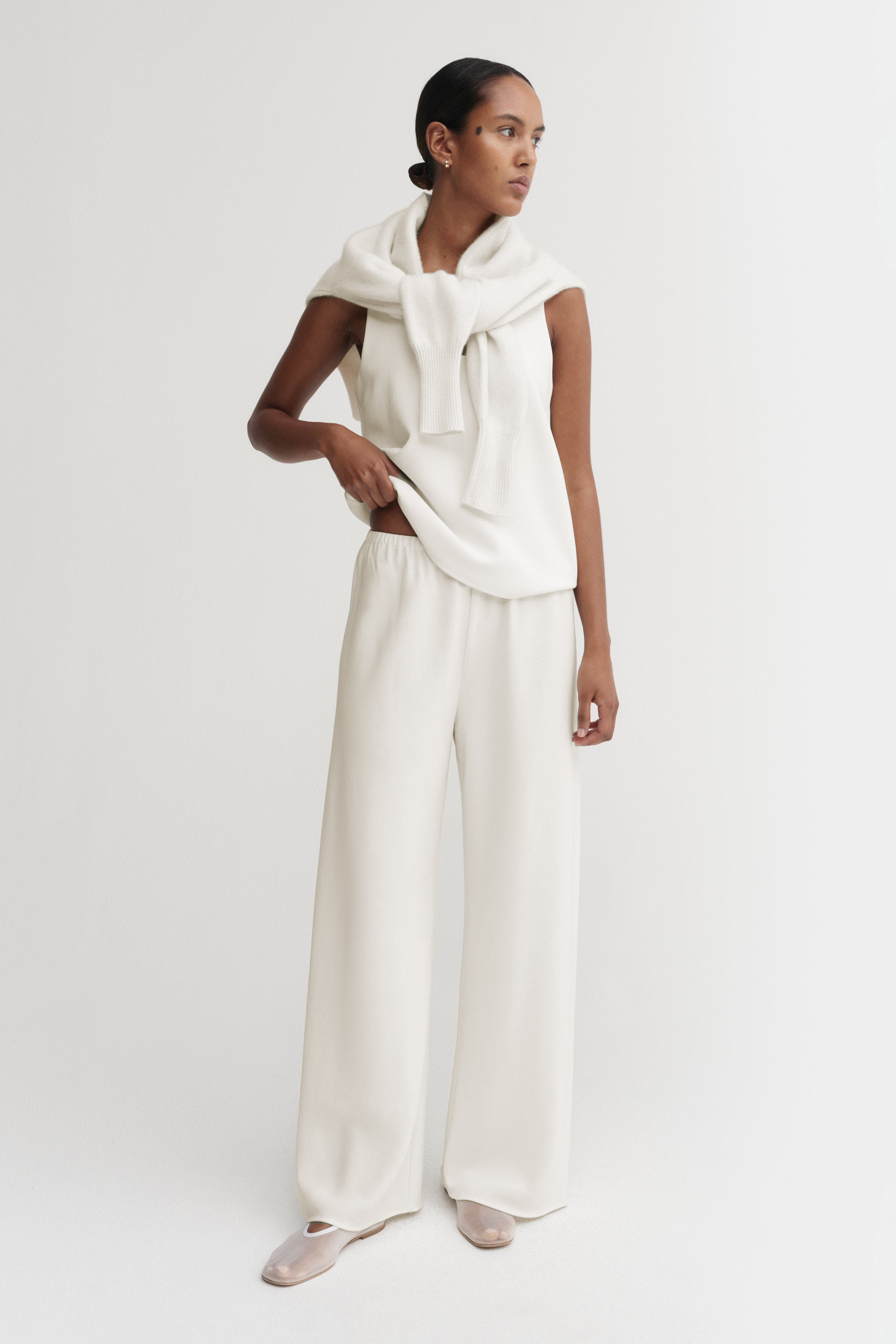 Bea Crepe Pants, Cream