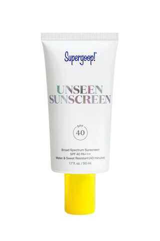 A bottle of Supergoop Unseen Sunscreen