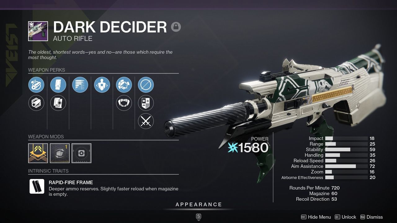 Destiny 2 Dark Decider - the roll Saladin gives you