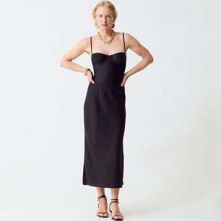 J.Crew, Rok Slip Gwyneth dengan Linen Bergaris