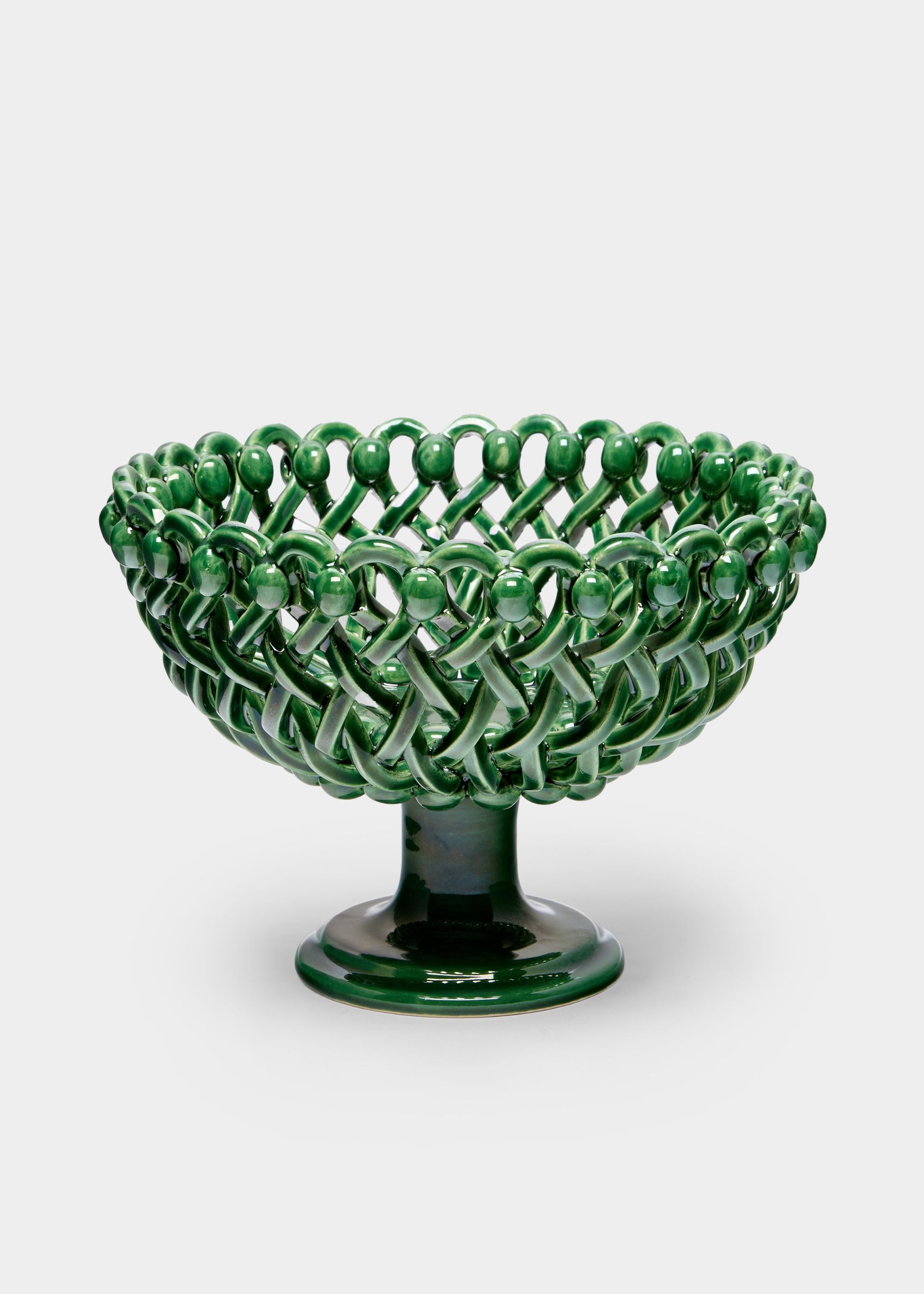 ABASK , Hand-Glazed Ceramic Braided Raised Bowl
