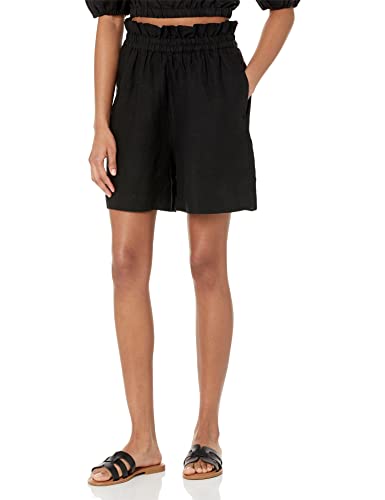 The Drop Women's Priya Pull-On Linen Short, Black, Xxs