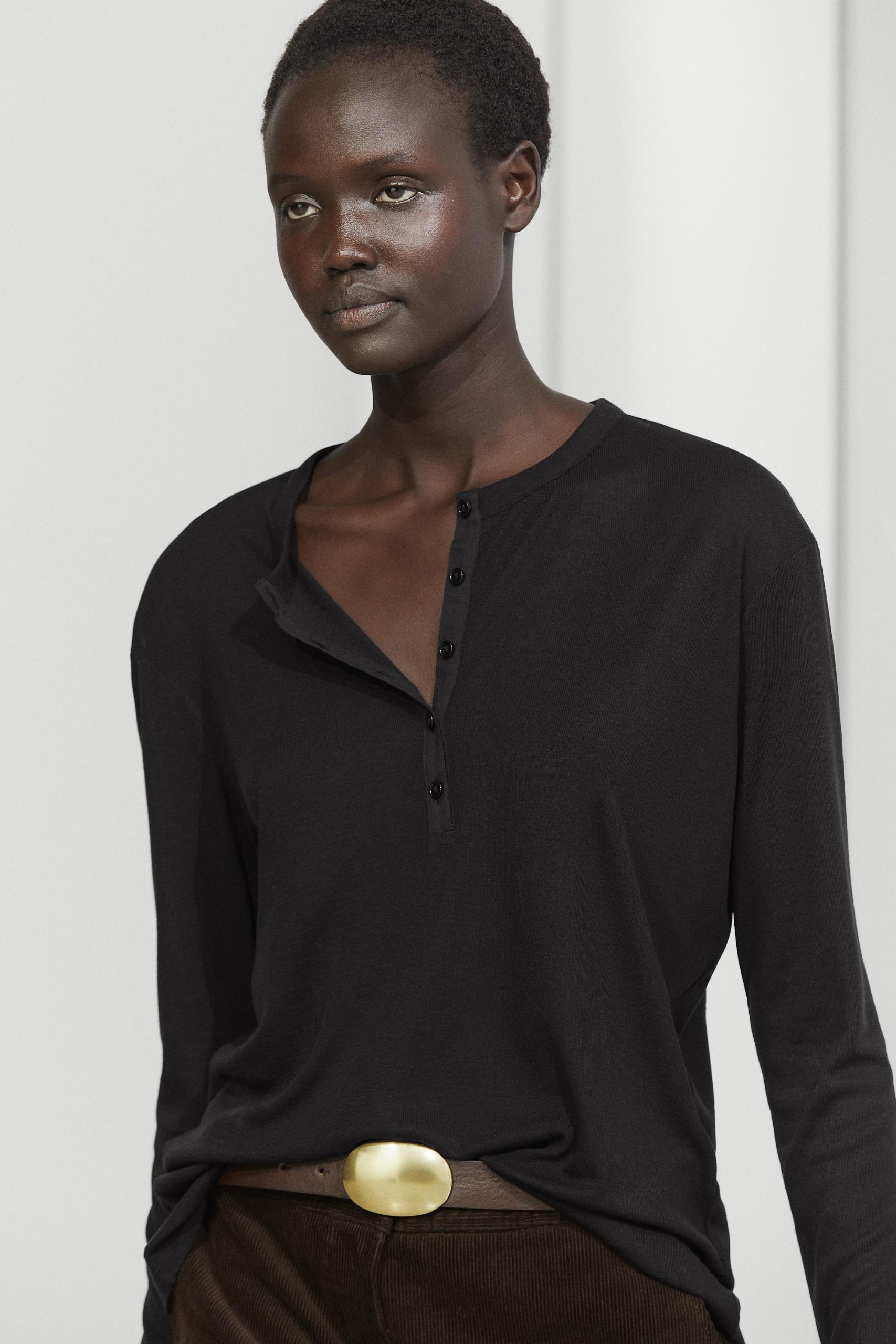 Button-Front Henley T-Shirt