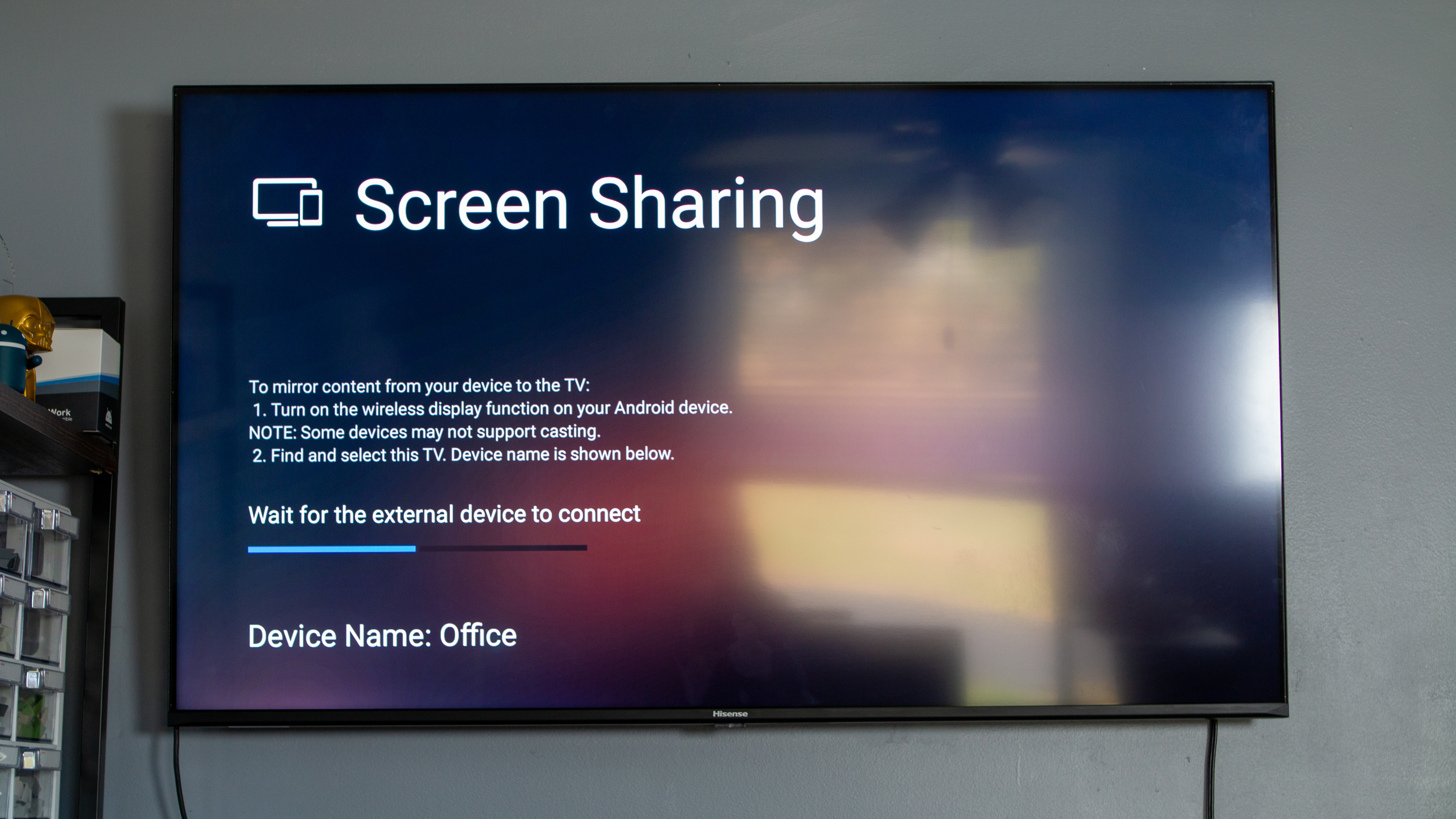 Screen Sharing menu for Samsung DeX setup