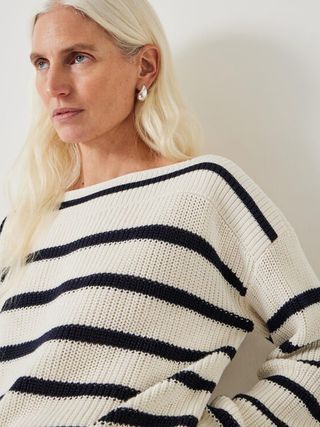 Aubrey Ribbed Boat Neck Cotton Jumper