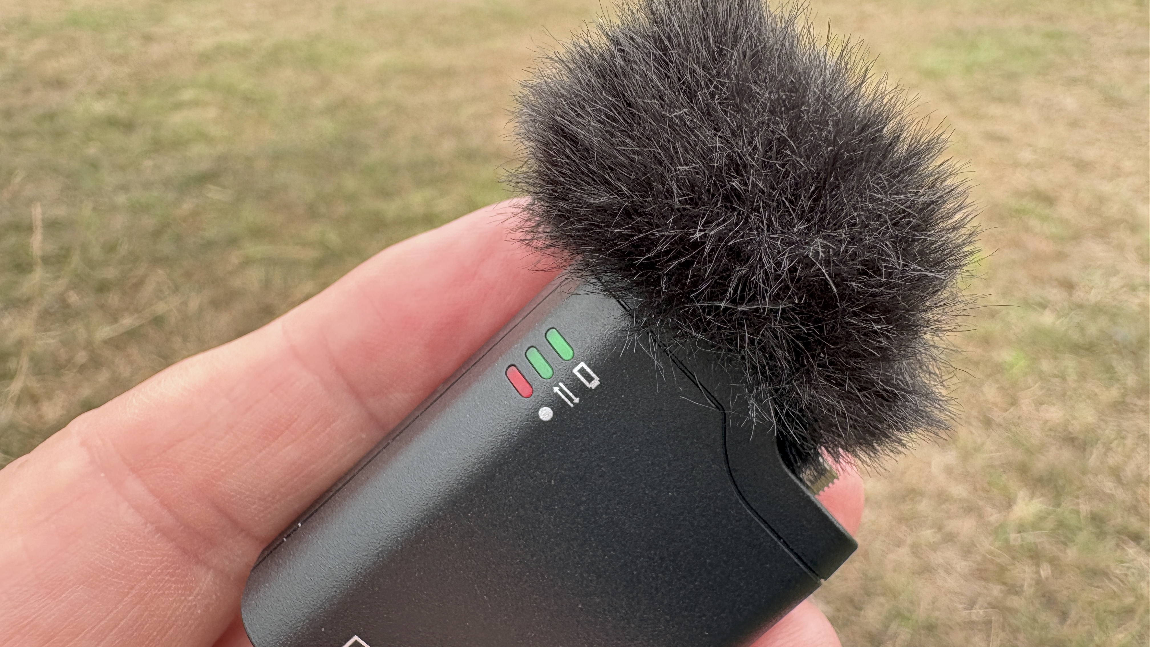 Close-up f the receiver to indicate its red onboard recording status light