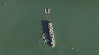 The Ever Forward container ship being freed after a month-long grounding off the coast of Maryland.