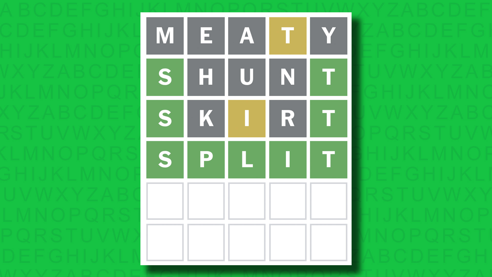 NYT Wordle answer for game 1531 on a green background