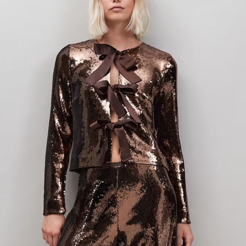 Ro&amp;amp;Zo, Sequin Bow Front Jacket