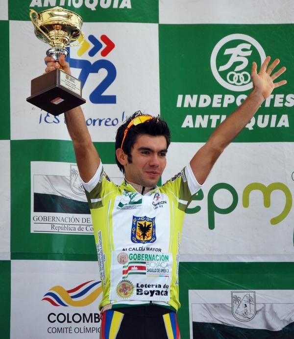 Jeffrey Romero stands on the podium for the final time in this year's Vuelta.