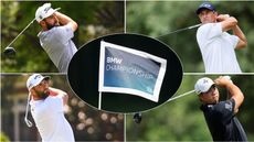 Four golfers and the BMW Championship flag