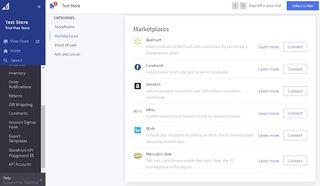 BigCommerce's user interface showing a window for third-party marketplace connections