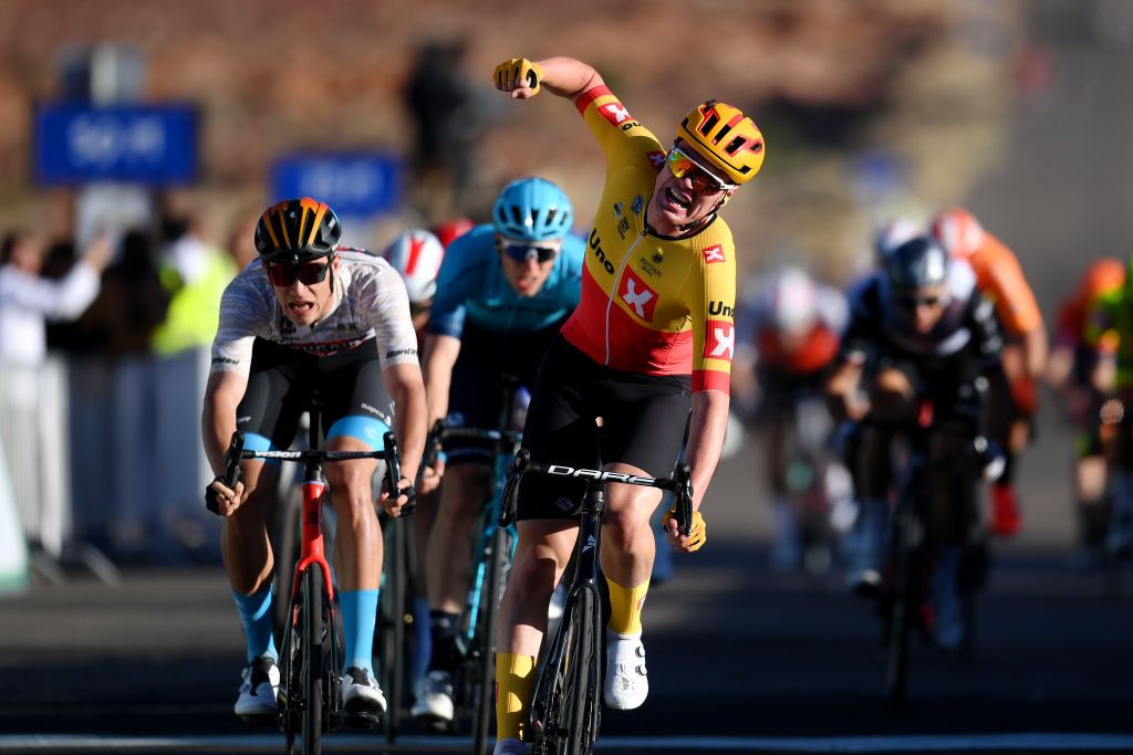 S&oslash;ren W&aelig;renskjold celebrates his win at the Saudi Tour