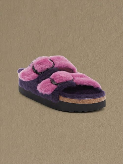 Papillio by Birkenstock Arizona Big Buckle Genuine Shearling Slide Sandal