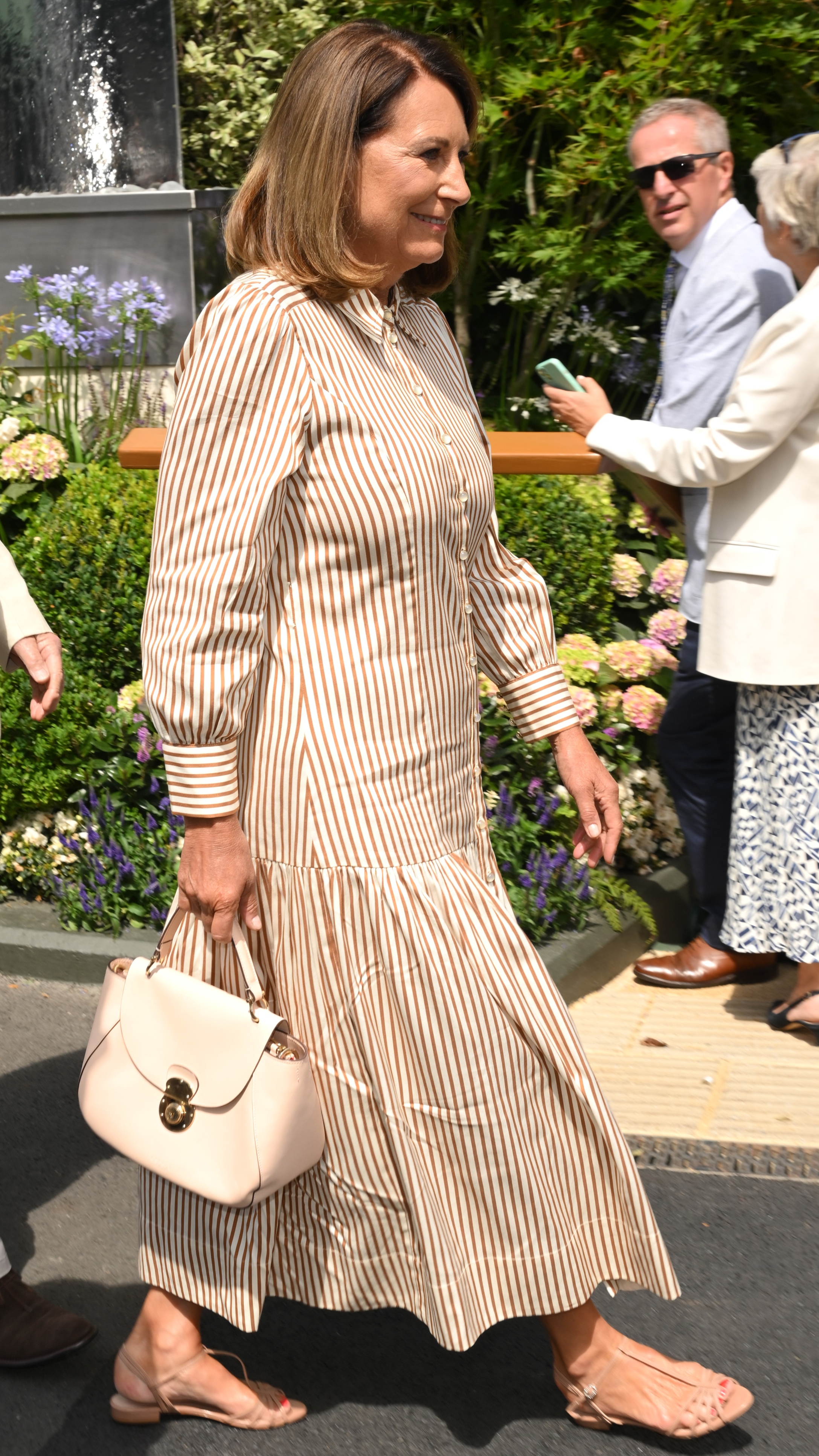 Carole Middleton attends day eight of the Wimbledon Tennis Championships at the All England Lawn Tennis and Croquet Club on July 07, 2025