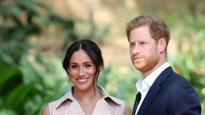 JOHANNESBURG, SOUTH AFRICA - OCTOBER 02: Prince Harry, Duke of Sussex and Meghan, Duchess of Sussex attend a Creative Industries and Business Reception on October 02, 2019 in Johannesburg, South Africa. (Photo by Chris Jackson/Getty Images)